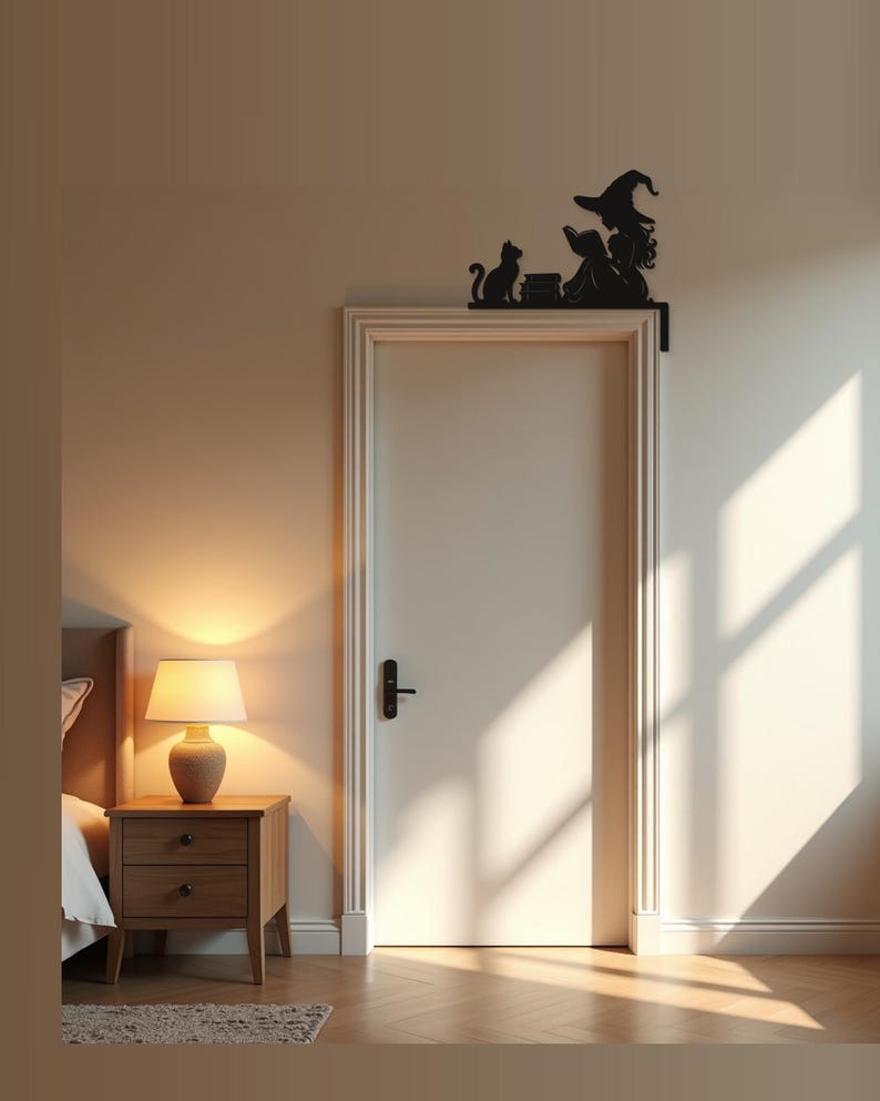 Halloween Door Decor Reading Witch with Books | Black Spooky Decoration (20x20cm) image 5