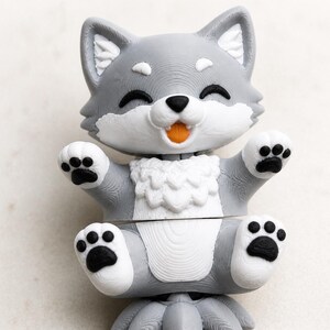 Wolf Keychain Movable | 3D Print Flexi Puppy with Fluffy Tail | Gift for Animal Lovers image 3
