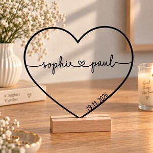 Personalised Heart Ornament | Two Names and Date | 3D Printed Gift for Couples image 7