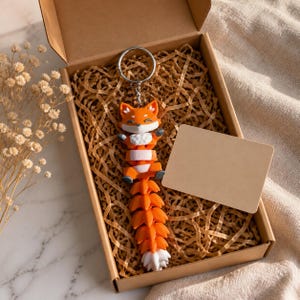 Fox Keychain Movable | 3D Print Flexi Figure with Bushy Tail | Gift for Animal Lovers image 4