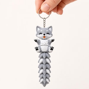 Wolf Keychain Movable | 3D Print Flexi Puppy with Fluffy Tail | Gift for Animal Lovers image 4