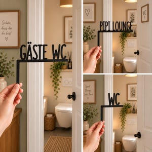 Guest WC Door Frame Sign | Modern 3D Printed Toilet Sign | Bathroom Decor image 2