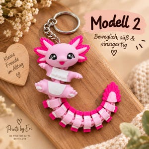 Llavero Axolotl Articulado | Axolotl Flexi Impreso en 3D | Regalo para Fans del Axolotl imagen 4