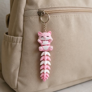 Cat Keychain Movable | 3D Print Flexi Cat Kawaii | Gift for Cat Lovers image 6