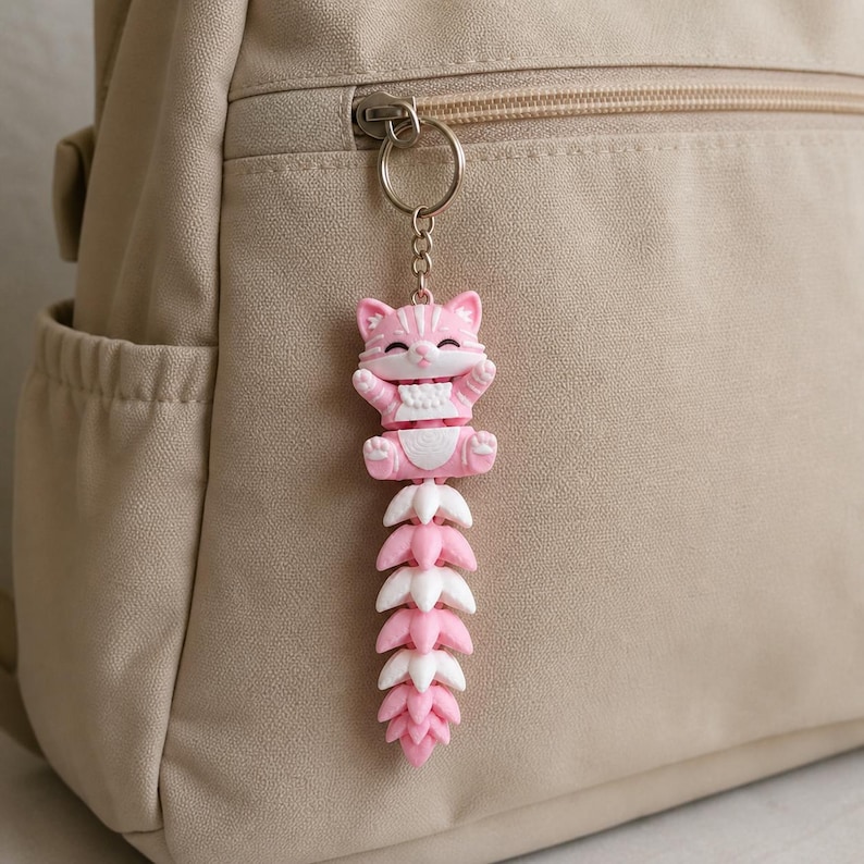 Cat Keychain Movable | 3D Print Flexi Cat Kawaii | Gift for Cat Lovers image 6