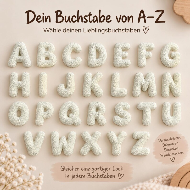 Teddy Letter Nursery Decor | 3D Letter in Your Choice of Colour | Decor, Magnet or Keyring | New Baby Gift image 8