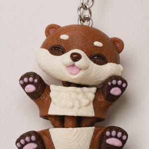 Otter Keychain Movable | 3D Print Otter Figure with Curly Tail | Gift for Animal Lovers image 4