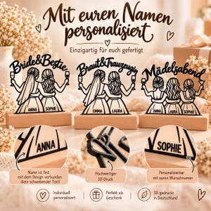 Personalized Bride and Maid of Honor Standees | 3D Decoration with Names | Gift for Bride and Best Friend | Hen Party Girls' Night Out image 7
