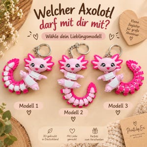 Llavero Axolotl Articulado | Axolotl Flexi Impreso en 3D | Regalo para Fans del Axolotl imagen 2