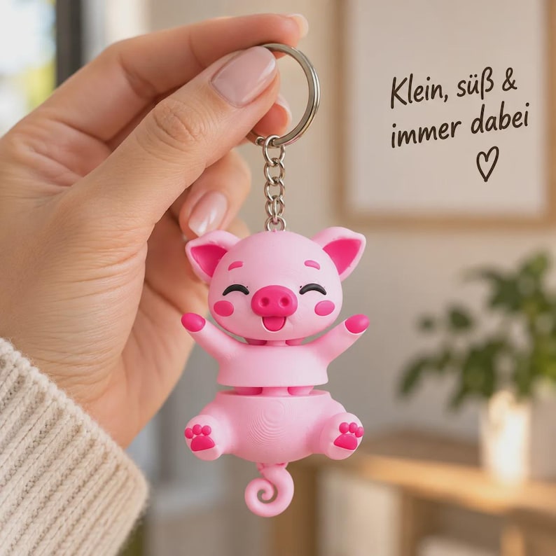 Brelok Świnka Flexi | Ruchoma Świnka z Druku 3D | Słodki Prezent zdjęcie 1