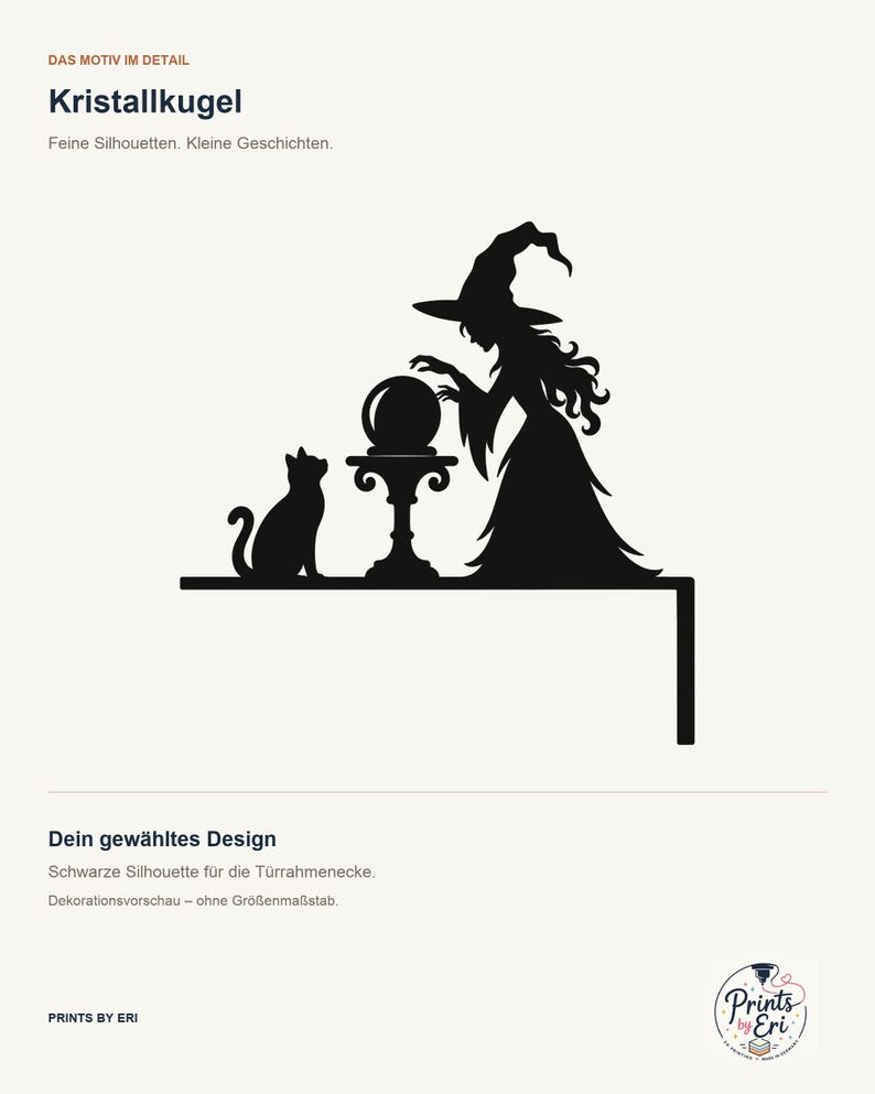 Halloween Door Decor Witch with Crystal Ball | Black Spooky Decoration (20x20cm) image 3