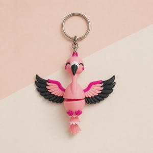Flamingo Keychain Movable | 3D Print Flexi Figure in Pink | Gift for Animal Lovers image 6