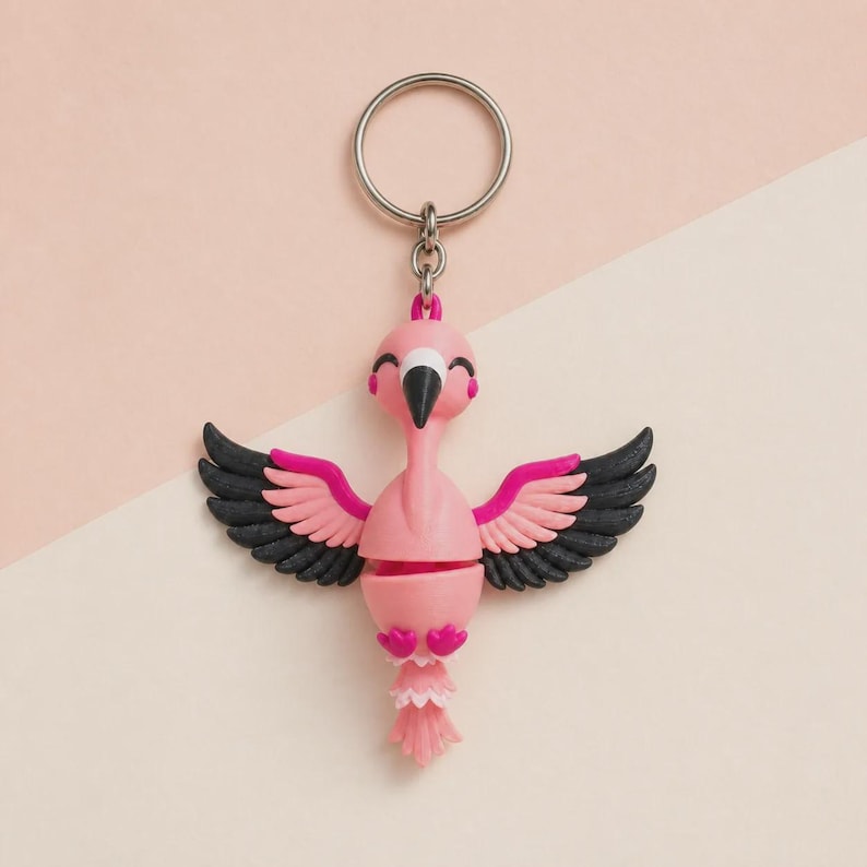 Flamingo Keychain Movable | 3D Print Flexi Figure in Pink | Gift for Animal Lovers image 6