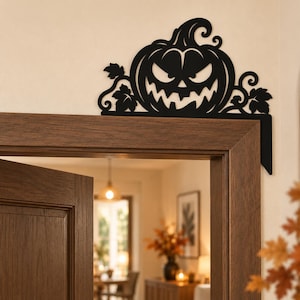 Classic Pumpkin Halloween Door Topper | 4 Designs | 3D Printed Door Decor P2 Angry Monster