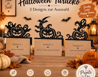 Pumpkin & Ghosts Halloween Door Topper | 3 Designs | 3D Printed Door Decor