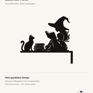 Halloween Door Decor Reading Witch with Books | Black Spooky Decoration (20x20cm) image 3