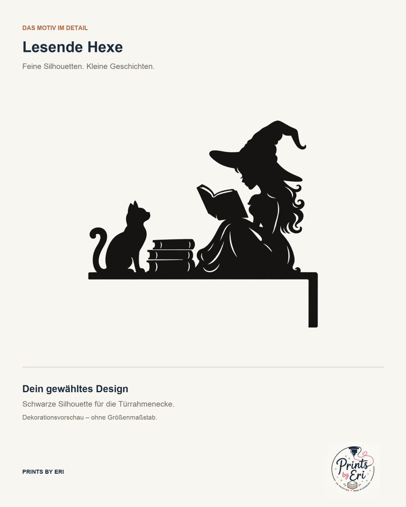 Halloween Door Decor Reading Witch with Books | Black Spooky Decoration (20x20cm) image 3
