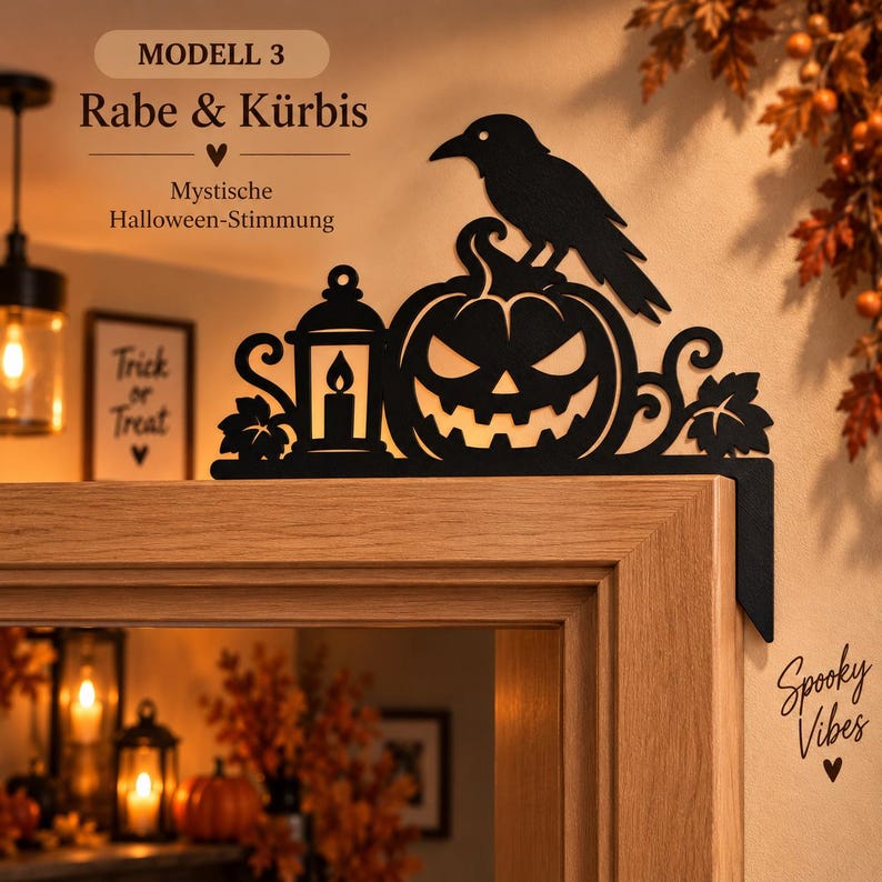Calabaza, Gato & Cuervo Halloween para Puerta | 3 Modelos | Impreso en 3D imagen 5