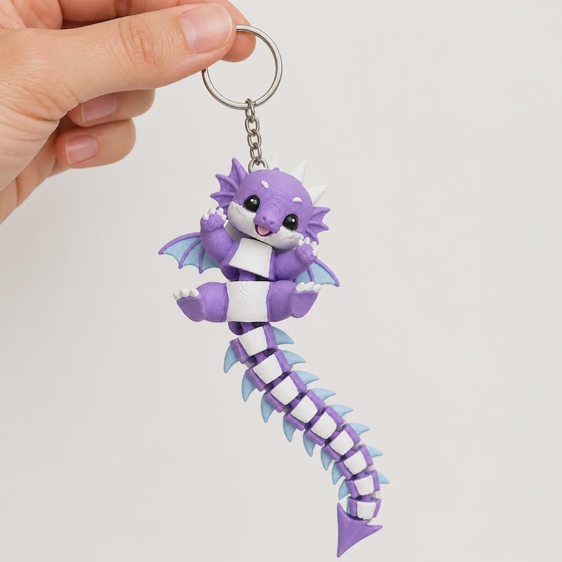 Dragon Keychain Movable | 3D Print Flexi Baby Dragon with Wings | Gift for Dragon Fans image 6