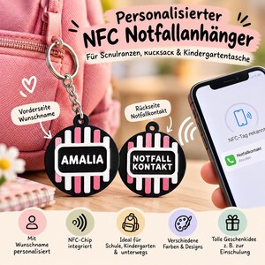 Gepersonaliseerde NFC-noodtag | Naam op maat voor schooltassen en rugzakken afbeelding 5