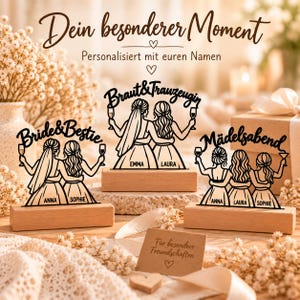 Personalized Bride and Maid of Honor Standees | 3D Decoration with Names | Gift for Bride and Best Friend | Hen Party Girls' Night Out image 1