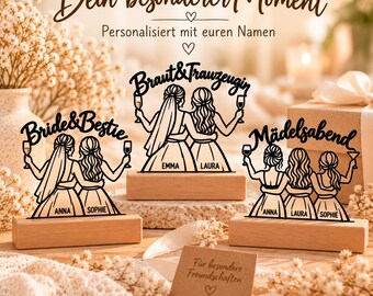 Personalized Bride and Maid of Honor Standees | 3D Decoration with Names | Gift for Bride and Best Friend | Hen Party Girls' Night Out