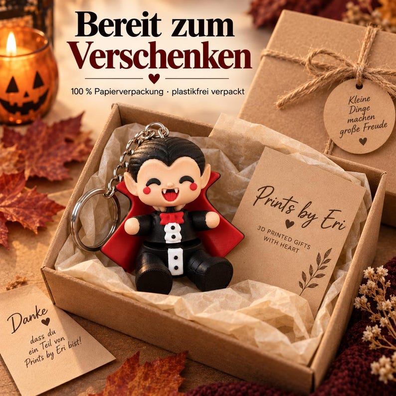Dracula Movable Keychain | 3D Printed Flexible Vampire Figure | Halloween Gift image 9