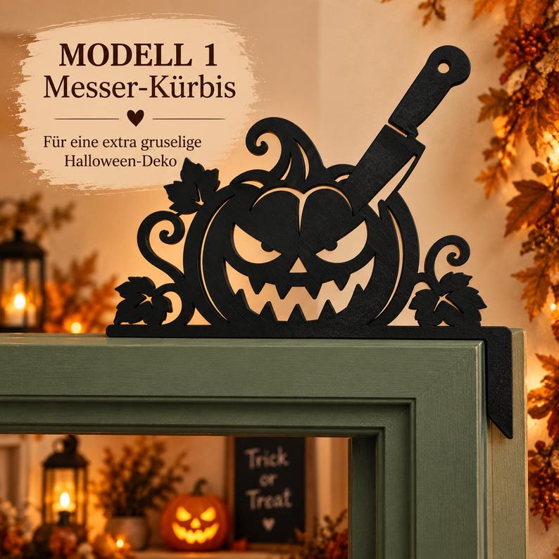 Scary Halloween Pumpkin Door Topper | Knife, Graveyard, Wild, Monster | 3D Print image 1