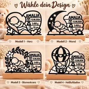 Gepersonaliseerd geboortecadeau – Geboortesouvenir met beukenhouten standaard | 3D geprint babycadeau | Cadeau geboorte & doop afbeelding 9