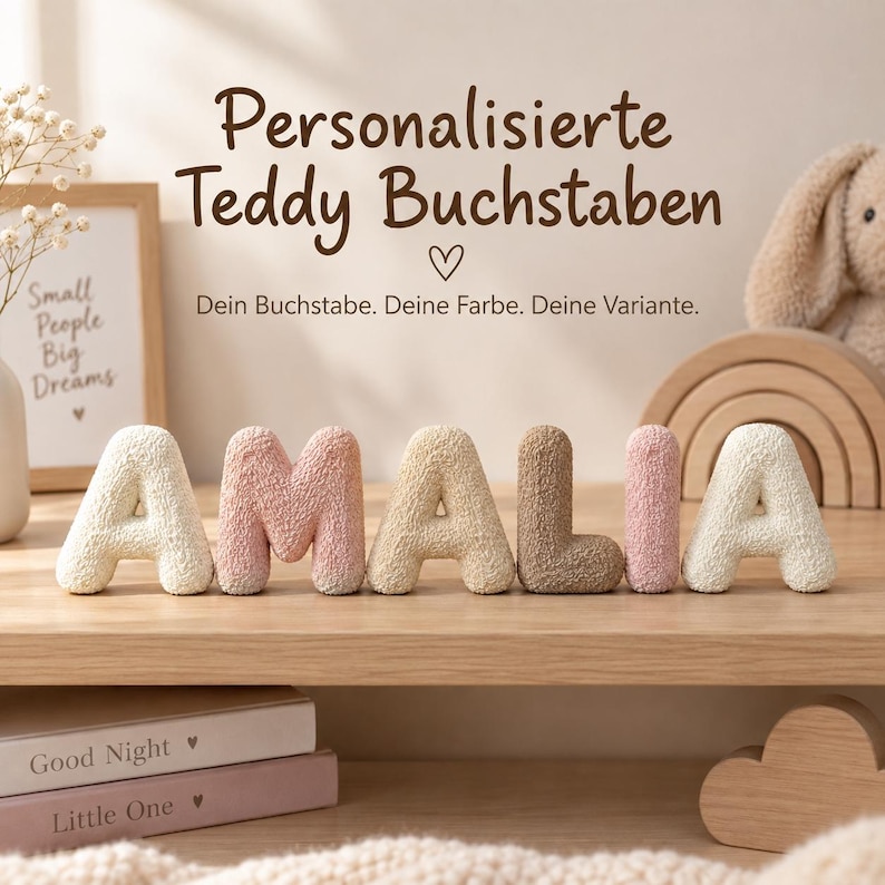 Teddy Letter Nursery Decor | 3D Letter in Your Choice of Colour | Decor, Magnet or Keyring | New Baby Gift image 2