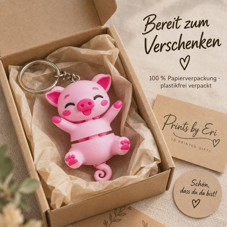 Brelok Świnka Flexi | Ruchoma Świnka z Druku 3D | Słodki Prezent zdjęcie 6