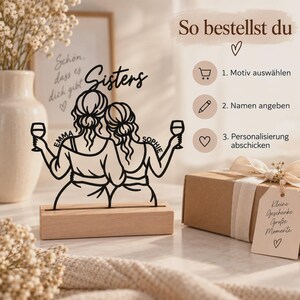 Personalized Sisters Decor | 3D Display with Names and Wooden Base | Sister Gift image 10