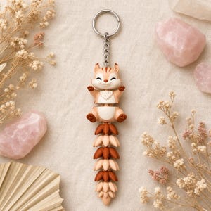Squirrel Keychain Movable | 3D Print Flexi Figure with Curly Tail | Gift for Animal Lovers image 3
