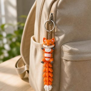 Fox Keychain Movable | 3D Print Flexi Figure with Bushy Tail | Gift for Animal Lovers image 3