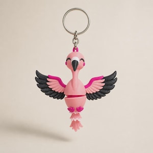 Flamingo Keychain Movable | 3D Print Flexi Figure in Pink | Gift for Animal Lovers image 7