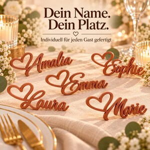Personalized wedding place card with name and heart | 3D place card | Name tag napkin | Table decoration and wedding favor image 8