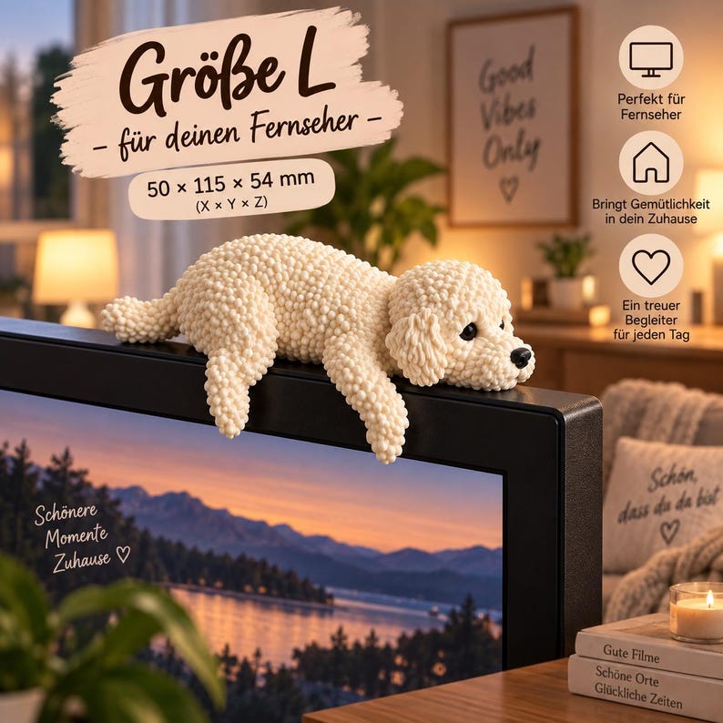 Poodle Monitor Buddy | 3D Desk Decor for Monitor, Laptop or TV image 4
