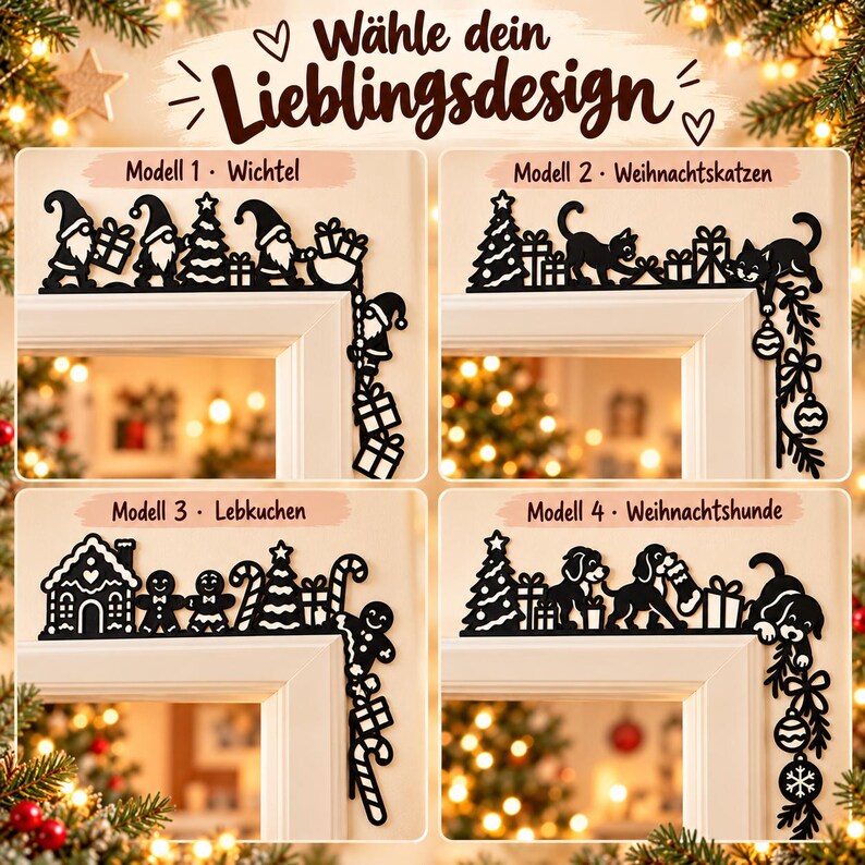 Playful Christmas Door Frame Decoration | 4 Designs | 3D Printed image 3