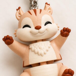 Squirrel Keychain Movable | 3D Print Flexi Figure with Curly Tail | Gift for Animal Lovers image 4