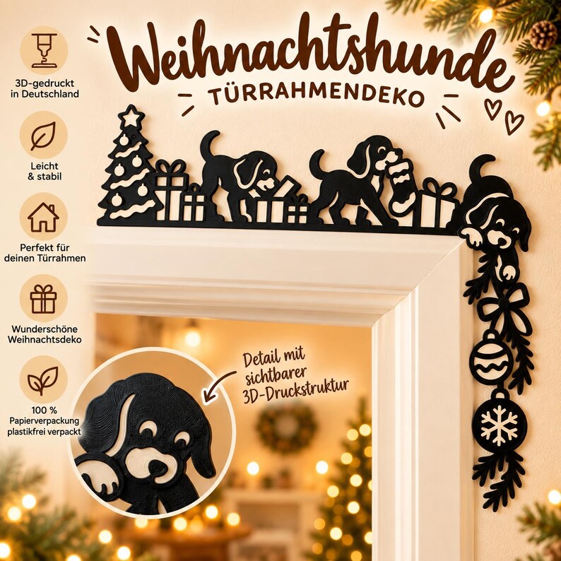 Playful Christmas Door Frame Decoration | 4 Designs | 3D Printed image 10