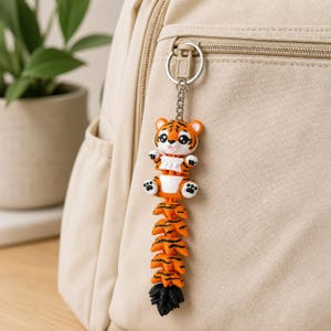 Tiger Keychain Movable | 3D Print Flexi Figure Orange Black | Gift for Animal Lovers image 6