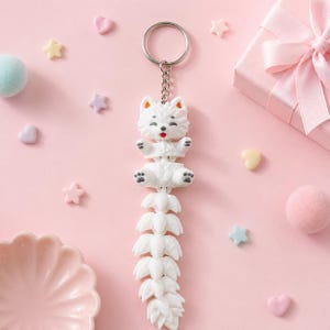 Samoyed Keychain Movable | 3D Print Flexi Dog with Fluffy Tail | Gift for Dog Lovers image 8