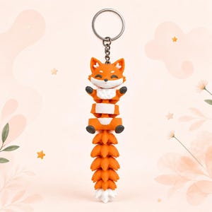 Fox Keychain Movable | 3D Print Flexi Figure with Bushy Tail | Gift for Animal Lovers image 5