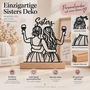 Personalized Sisters Decor | 3D Display with Names and Wooden Base | Sister Gift image 11