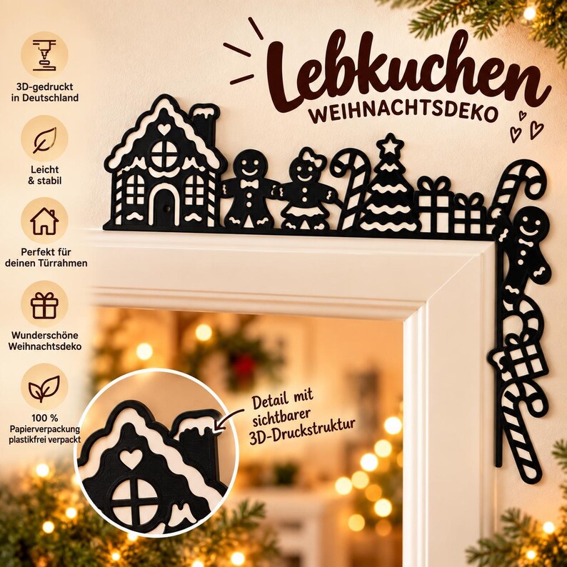 Playful Christmas Door Frame Decoration | 4 Designs | 3D Printed image 9