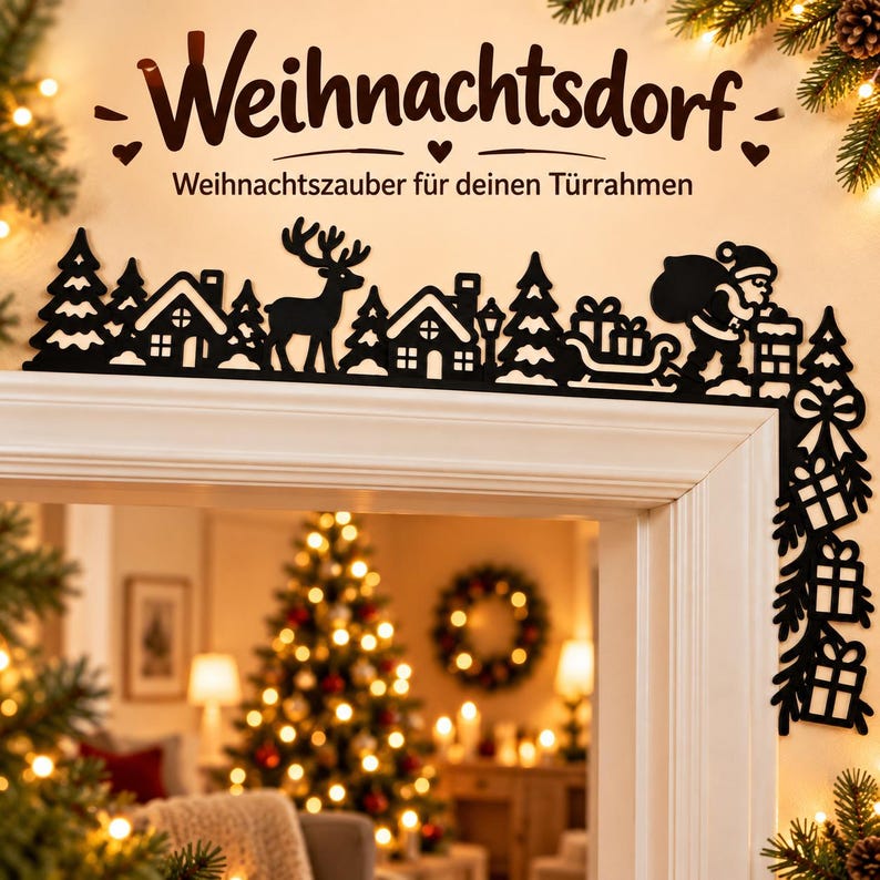 Christmas Door Frame Decor | 4 Designs | 3D Printed Door Topper image 1