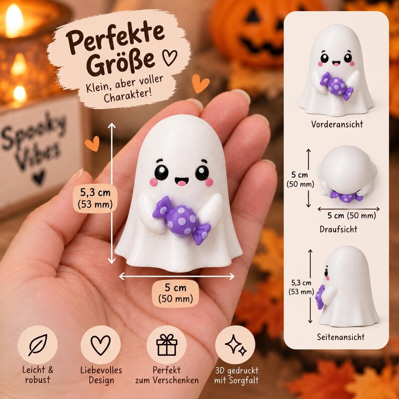 Halloween Ghost Clicker – 3D Printed Fidget Clicker with Pumpkin | Ghost of Choice | Halloween Gift image 2