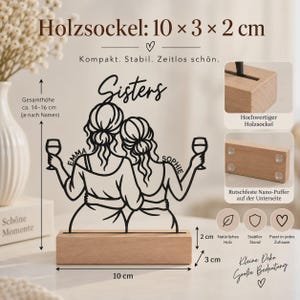 Personalized Sisters Decor | 3D Display with Names and Wooden Base | Sister Gift image 5