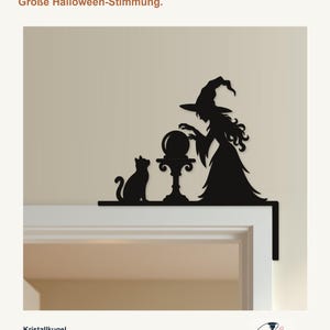 Halloween Door Decor Witch with Crystal Ball | Black Spooky Decoration (20x20cm) image 2