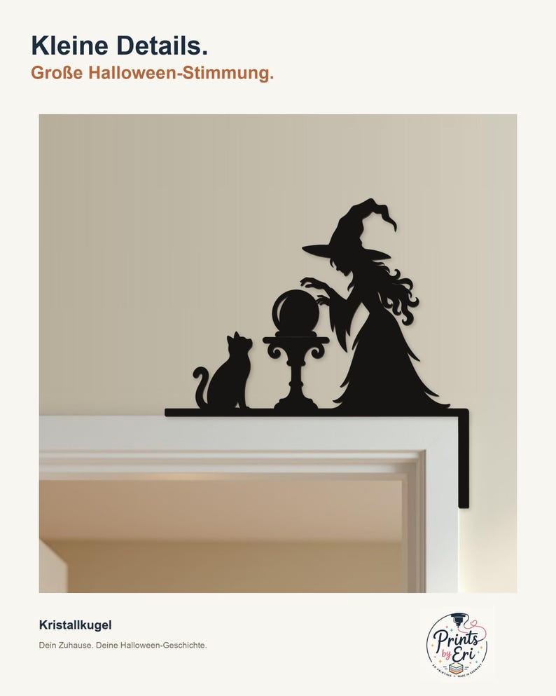 Halloween Door Decor Witch with Crystal Ball | Black Spooky Decoration (20x20cm) image 2